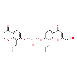 ChemSpider 2D Image | 7-[3-(4-Acetyl-3-methoxy-2-propylphenoxy)-2-hydroxypropoxy]-4-oxo-8-propyl-4H-chromene-2-carboxylic acid | C28H32O9