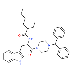 ChemSpider 2D Image | N-{1-[4-(Diphenylmethyl)-1-piperazinyl]-3-(1H-indol-3-yl)-1-oxo-2-propanyl}-2-ethylhexanamide | C36H44N4O2