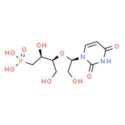 ChemSpider 2D Image | {(2S,3S)-3-[(1R)-1-(2,4-Dioxo-3,4-dihydro-1(2H)-pyrimidinyl)-2-hydroxyethoxy]-2,4-dihydroxybutyl}phosphonic acid | C10H17N2O9P