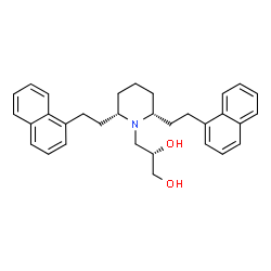 ChemSpider 2D Image | (2S)-3-{(2R,6S)-2,6-Bis[2-(1-naphthyl)ethyl]-1-piperidinyl}-1,2-propanediol | C32H37NO2
