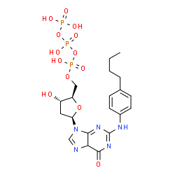 ChemSpider 2D Image | N-(4-Butylphenyl)-2'-deoxyguanosine 5'-(tetrahydrogen triphosphate) | C20H28N5O13P3