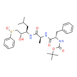 ChemSpider 2D Image | N-{[(2-Methyl-2-propanyl)oxy]carbonyl}-L-phenylalanyl-N-{(2S,3R)-2-hydroxy-5-methyl-1-[oxido(phenyl)sulfonio]-3-hexanyl}-L-alaninamide | C30H43N3O6S