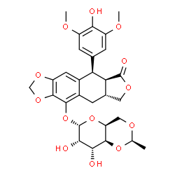 ChemSpider 2D Image | (5aR,8aR,9R)-9-(4-Hydroxy-3,5-dimethoxyphenyl)-8-oxo-5,5a,6,8,8a,9-hexahydrofuro[3',4':6,7]naphtho[2,3-d][1,3]dioxol-4-yl 4,6-O-[(1R)-ethylidene]-alpha-L-gulopyranoside | C29H32O13