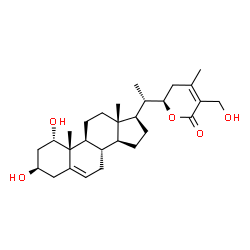 ChemSpider 2D Image | (1alpha,3beta,22R)-1,3,27-Trihydroxy-22,26-epoxyergosta-5,24-dien-26-one | C28H42O5