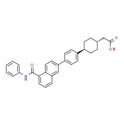 ChemSpider 2D Image | (trans-4-{4-[5-(Phenylcarbamoyl)-2-naphthyl]phenyl}cyclohexyl)acetic acid | C31H29NO3