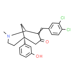 ChemSpider 2D Image | (1R,5R)-8-(3,4-Dichlorobenzylidene)-5-(3-hydroxyphenyl)-2-methyl-2-azabicyclo[3.3.1]nonan-7-one | C22H21Cl2NO2