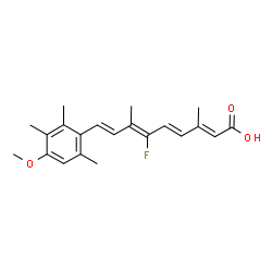 ChemSpider 2D Image | (2E,4E,6Z,8E)-6-Fluoro-9-(4-methoxy-2,3,6-trimethylphenyl)-3,7-dimethyl-2,4,6,8-nonatetraenoic acid | C21H25FO3