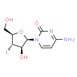 ChemSpider 2D Image | 4-Amino-1-(3-deoxy-3-iodo-beta-D-arabinofuranosyl)-2(1H)-pyrimidinone | C9H12IN3O4