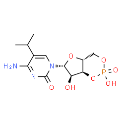 ChemSpider 2D Image | 4-Amino-1-[(4aR,6R,7R,7aS)-2,7-dihydroxy-2-oxidotetrahydro-4H-furo[3,2-d][1,3,2]dioxaphosphinin-6-yl]-5-isopropyl-2(1H)-pyrimidinone | C12H18N3O7P