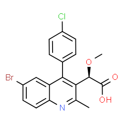 ChemSpider 2D Image | (2R)-[6-Bromo-4-(4-chlorophenyl)-2-methyl-3-quinolinyl](methoxy)acetic acid | C19H15BrClNO3