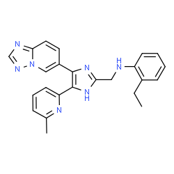 ChemSpider 2D Image | 2-Ethyl-N-{[5-(6-methyl-2-pyridinyl)-4-([1,2,4]triazolo[1,5-a]pyridin-6-yl)-1H-imidazol-2-yl]methyl}aniline | C24H23N7