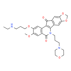 ChemSpider 2D Image | 2-[3-(Ethylamino)propoxy]-3-methoxy-6-[3-(4-morpholinyl)propyl]-5H-[1,3]dioxolo[5,6]indeno[1,2-c]isoquinoline-5,12(6H)-dione | C30H35N3O7