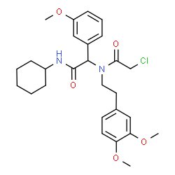 ChemSpider 2D Image | 2-Chloro-N-[2-(cyclohexylamino)-1-(3-methoxyphenyl)-2-oxoethyl]-N-[2-(3,4-dimethoxyphenyl)ethyl]acetamide | C27H35ClN2O5