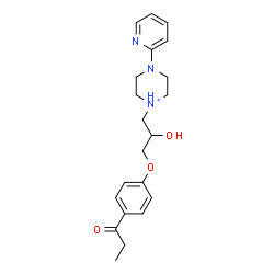 ChemSpider 2D Image | 1-[2-Hydroxy-3-(4-propionylphenoxy)propyl]-4-(2-pyridinyl)piperazin-1-ium | C21H28N3O3