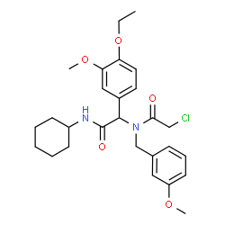 ChemSpider 2D Image | 2-Chloro-N-[2-(cyclohexylamino)-1-(4-ethoxy-3-methoxyphenyl)-2-oxoethyl]-N-(3-methoxybenzyl)acetamide | C27H35ClN2O5