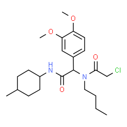 ChemSpider 2D Image | N-Butyl-2-chloro-N-{1-(3,4-dimethoxyphenyl)-2-[(4-methylcyclohexyl)amino]-2-oxoethyl}acetamide | C23H35ClN2O4