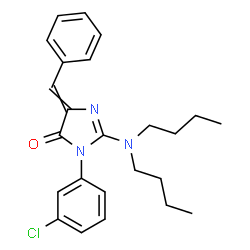 ChemSpider 2D Image | 5-Benzylidene-3-(3-chlorophenyl)-2-(dibutylamino)-3,5-dihydro-4H-imidazol-4-one | C24H28ClN3O