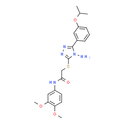 ChemSpider 2D Image | 2-{[4-Amino-5-(3-isopropoxyphenyl)-4H-1,2,4-triazol-3-yl]sulfanyl}-N-(3,4-dimethoxyphenyl)acetamide | C21H25N5O4S