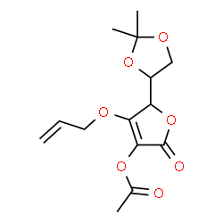 ChemSpider 2D Image | 4-(Allyloxy)-5-(2,2-dimethyl-1,3-dioxolan-4-yl)-2-oxo-2,5-dihydro-3-furanyl acetate | C14H18O7