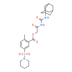 ChemSpider 2D Image | 2-[(Adamantan-1-ylcarbamoyl)amino]-2-oxoethyl 2-methyl-5-(1-piperidinylsulfonyl)benzoate | C26H35N3O6S