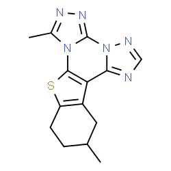 ChemSpider 2D Image | 7,12-Dimethyl-10,11,12,13-tetrahydro[1]benzothieno[3,2-e]bis[1,2,4]triazolo[4,3-a:1',5'-c]pyrimidine | C14H14N6S