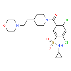ChemSpider 2D Image | 2,4-Dichloro-N-cyclopropyl-5-({4-[2-(4-morpholinyl)ethyl]-1-piperidinyl}carbonyl)benzenesulfonamide | C21H29Cl2N3O4S