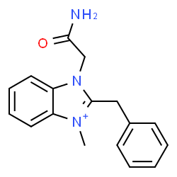 ChemSpider 2D Image | 1-(2-Amino-2-oxoethyl)-2-benzyl-3-methyl-1H-benzimidazol-3-ium | C17H18N3O