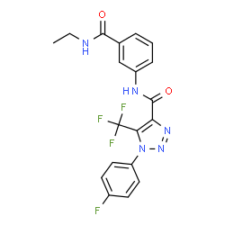 ChemSpider 2D Image | N-[3-(Ethylcarbamoyl)phenyl]-1-(4-fluorophenyl)-5-(trifluoromethyl)-1H-1,2,3-triazole-4-carboxamide | C19H15F4N5O2