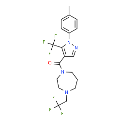 ChemSpider 2D Image | [1-(4-Methylphenyl)-5-(trifluoromethyl)-1H-pyrazol-4-yl][4-(2,2,2-trifluoroethyl)-1,4-diazepan-1-yl]methanone | C19H20F6N4O
