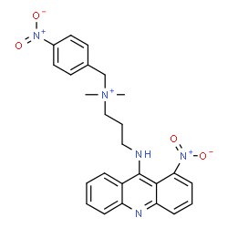 ChemSpider 2D Image | N,N-Dimethyl-3-[(1-nitro-9-acridinyl)amino]-N-(4-nitrobenzyl)-1-propanaminium | C25H26N5O4