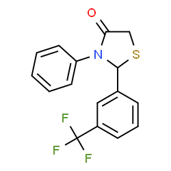 ChemSpider 2D Image | 3-Phenyl-2-[3-(trifluoromethyl)phenyl]-1,3-thiazolidin-4-one | C16H12F3NOS