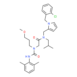 ChemSpider 2D Image | N-{[1-(2-Chlorobenzyl)-1H-pyrrol-2-yl]methyl}-N~2~-[(2,6-dimethylphenyl)carbamoyl]-N-isobutyl-N~2~-(3-methoxypropyl)glycinamide | C31H41ClN4O3