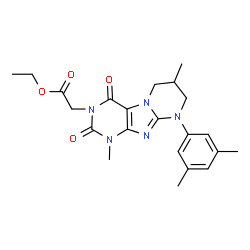 ChemSpider 2D Image | Ethyl [9-(3,5-dimethylphenyl)-1,7-dimethyl-2,4-dioxo-1,4,6,7,8,9-hexahydropyrimido[2,1-f]purin-3(2H)-yl]acetate | C22H27N5O4