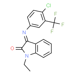 ChemSpider 2D Image | (3E)-3-{[4-Chloro-3-(trifluoromethyl)phenyl]imino}-1-ethyl-1,3-dihydro-2H-indol-2-one | C17H12ClF3N2O