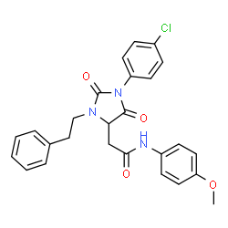 ChemSpider 2D Image | 2-[1-(4-Chlorophenyl)-2,5-dioxo-3-(2-phenylethyl)-4-imidazolidinyl]-N-(4-methoxyphenyl)acetamide | C26H24ClN3O4