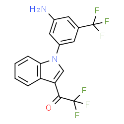 ChemSpider 2D Image | 1-{1-[3-Amino-5-(trifluoromethyl)phenyl]-1H-indol-3-yl}-2,2,2-trifluoroethanone | C17H10F6N2O