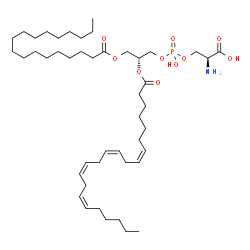 ChemSpider 2D Image | 1-stearoyl-2-(7Z,10Z,13Z,16Z-docosatetraenoyl)-sn-glycero-3-phosphoserine | C46H82NO10P