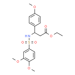 ChemSpider 2D Image | Ethyl 3-{[(3,4-dimethoxyphenyl)sulfonyl]amino}-3-(4-methoxyphenyl)propanoate | C20H25NO7S