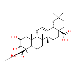 ChemSpider 2D Image | (2beta,3beta,5beta,9beta,14beta)-2,3-Dihydroxyolean-12-ene-24,28-dioic acid | C30H46O6