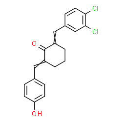 ChemSpider 2D Image | 2-(3,4-Dichlorobenzylidene)-6-(4-hydroxybenzylidene)cyclohexanone | C20H16Cl2O2
