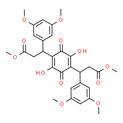 ChemSpider 2D Image | Dimethyl 3,3'-(2,5-dihydroxy-3,6-dioxo-1,4-cyclohexadiene-1,4-diyl)bis[3-(3,5-dimethoxyphenyl)propanoate] | C30H32O12