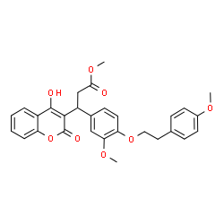 ChemSpider 2D Image | Methyl 3-(4-hydroxy-2-oxo-2H-chromen-3-yl)-3-{3-methoxy-4-[2-(4-methoxyphenyl)ethoxy]phenyl}propanoate | C29H28O8