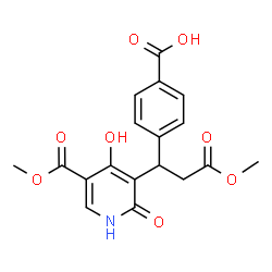 ChemSpider 2D Image | 4-{1-[4-Hydroxy-5-(methoxycarbonyl)-2-oxo-1,2-dihydro-3-pyridinyl]-3-methoxy-3-oxopropyl}benzoic acid | C18H17NO8