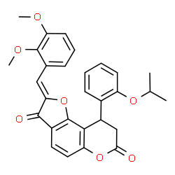 ChemSpider 2D Image | (2Z)-2-(2,3-Dimethoxybenzylidene)-9-(2-isopropoxyphenyl)-8,9-dihydro-7H-furo[2,3-f]chromene-3,7(2H)-dione | C29H26O7