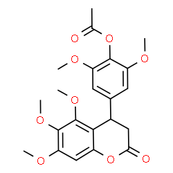 ChemSpider 2D Image | 2,6-Dimethoxy-4-(5,6,7-trimethoxy-2-oxo-3,4-dihydro-2H-chromen-4-yl)phenyl acetate | C22H24O9