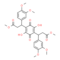 ChemSpider 2D Image | Dimethyl 3,3'-(2,5-dihydroxy-3,6-dioxo-1,4-cyclohexadiene-1,4-diyl)bis[3-(3,4-dimethoxyphenyl)propanoate] | C30H32O12