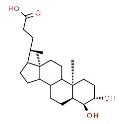 ChemSpider 2D Image | (3beta,4alpha,5beta,8xi,9xi,14xi,17xi,20R)-3,4-Dihydroxycholan-24-oic acid | C24H40O4