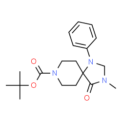 ChemSpider 2D Image | tert-Butyl 3-methyl-4-oxo-1-phenyl-1,3,8-triazaspiro[4.5]decane-8-carboxylate | C19H27N3O3