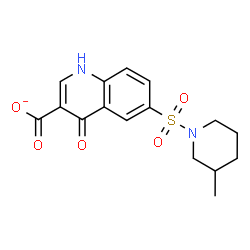 ChemSpider 2D Image | 6-[(3-Methyl-1-piperidinyl)sulfonyl]-4-oxo-1,4-dihydro-3-quinolinecarboxylate | C16H17N2O5S