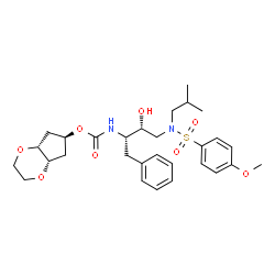 ChemSpider 2D Image | (4aR,6s,7aS)-Hexahydro-4aH-cyclopenta[b][1,4]dioxin-6-yl [(2S,3R)-3-hydroxy-4-{isobutyl[(4-methoxyphenyl)sulfonyl]amino}-1-phenyl-2-butanyl]carbamate | C29H40N2O8S